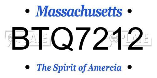 BTQ7212 Massachusetts License Plate