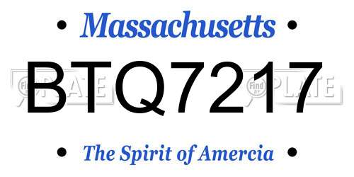 BTQ7217 Massachusetts License Plate