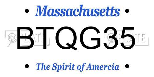 BTQG35 Massachusetts License Plate