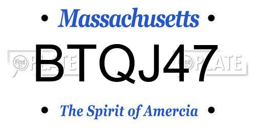 BTQJ47 Massachusetts License Plate