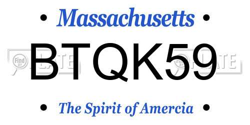 BTQK59 Massachusetts License Plate
