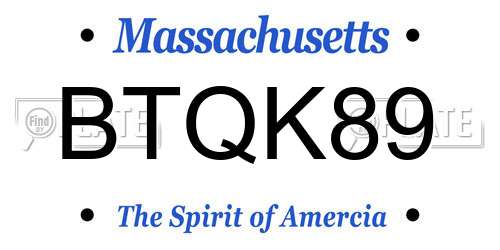 BTQK89 Massachusetts License Plate
