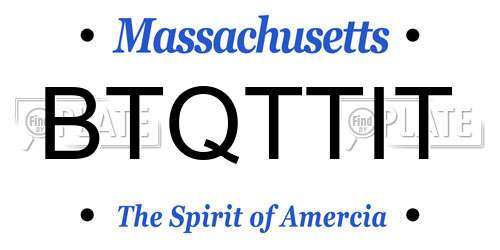 BTQTTIT Massachusetts License Plate