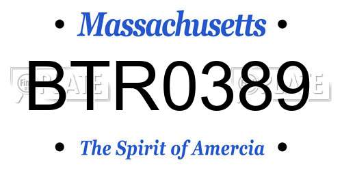 BTR0389 Massachusetts License Plate