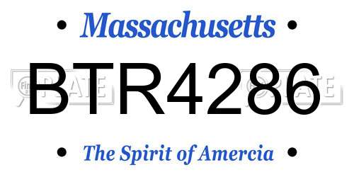 BTR4286 Massachusetts License Plate
