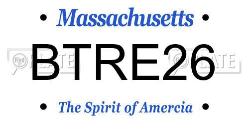 BTRE26 Massachusetts License Plate