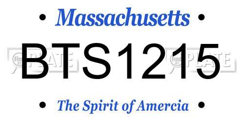 BTS1215 Massachusetts License Plate