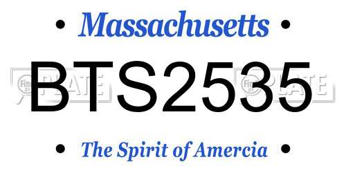 BTS2535 Massachusetts License Plate