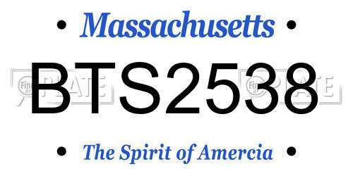 BTS2538 Massachusetts License Plate
