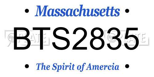 BTS2835 Massachusetts License Plate