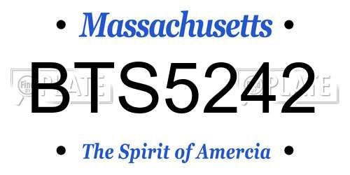 BTS5242 Massachusetts License Plate