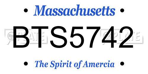 BTS5742 Massachusetts License Plate