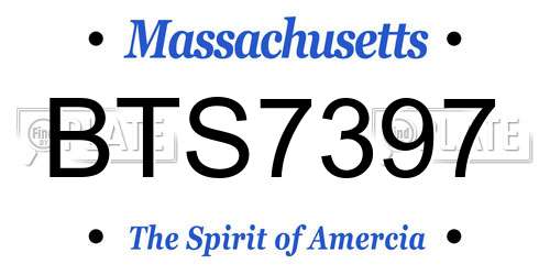 BTS7397 Massachusetts License Plate