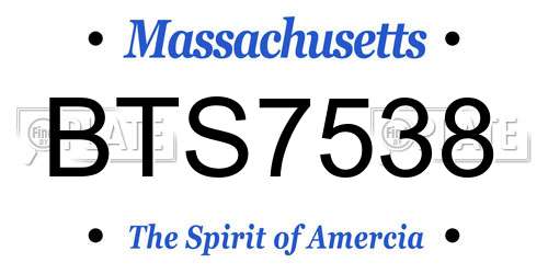BTS7538 Massachusetts License Plate