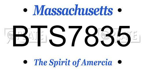 BTS7835 Massachusetts License Plate