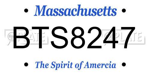 BTS8247 Massachusetts License Plate