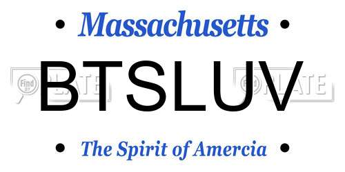 BTSLUV Massachusetts License Plate