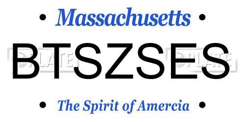 BTSZSES Massachusetts License Plate