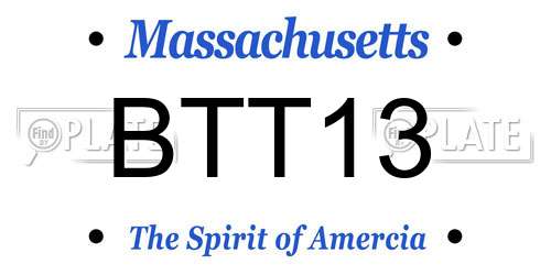 BTT13 Massachusetts License Plate