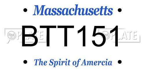 BTT151 Massachusetts License Plate