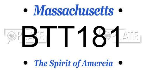 BTT181 Massachusetts License Plate