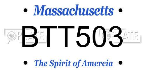BTT503 Massachusetts License Plate