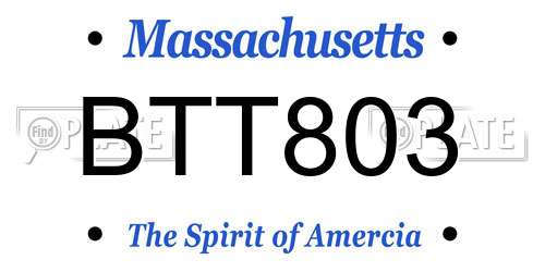 BTT803 Massachusetts License Plate