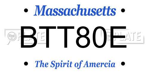 BTT80E Massachusetts License Plate