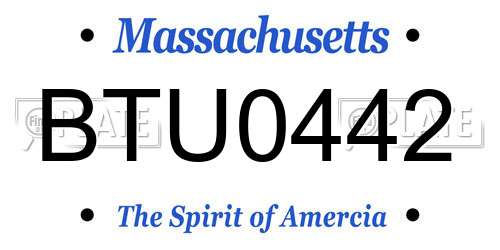 BTU0442 Massachusetts License Plate