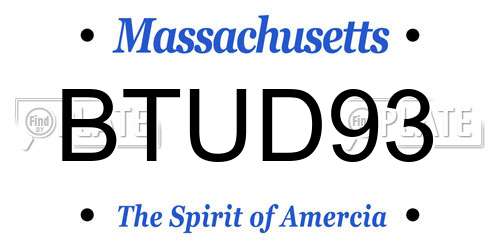 BTUD93 Massachusetts License Plate