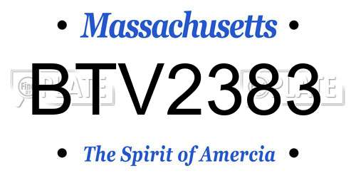 BTV2383 Massachusetts License Plate