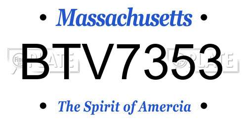 BTV7353 Massachusetts License Plate