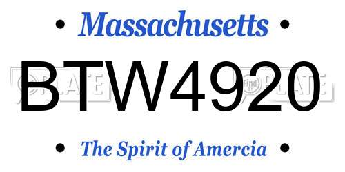 BTW4920 Massachusetts License Plate