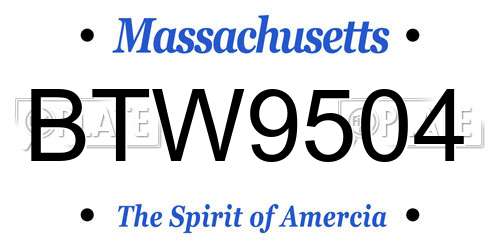 BTW9504 Massachusetts License Plate