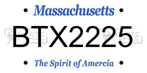 BTX2225 Massachusetts License Plate