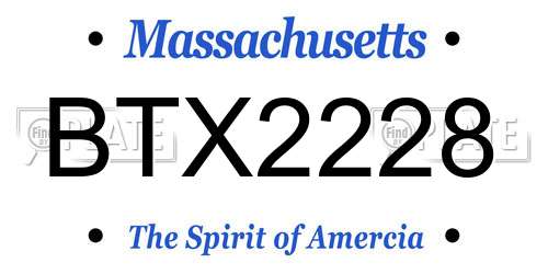 BTX2228 Massachusetts License Plate