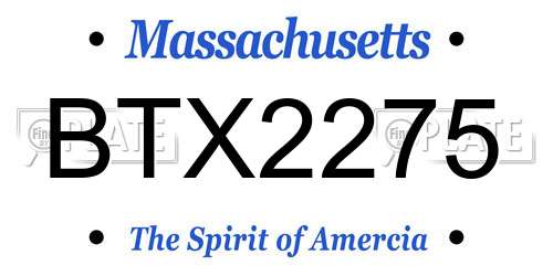 BTX2275 Massachusetts License Plate