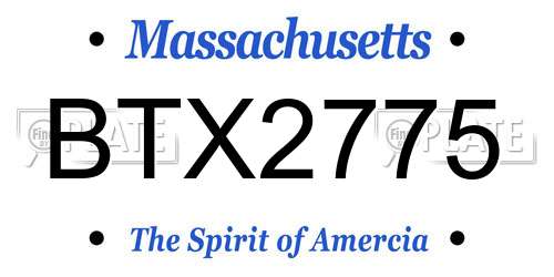 BTX2775 Massachusetts License Plate
