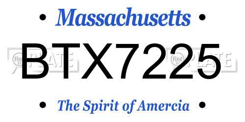 BTX7225 Massachusetts License Plate