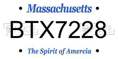 BTX7228 Massachusetts License Plate