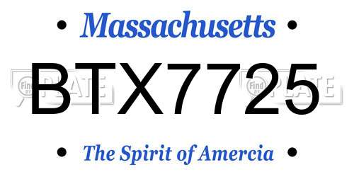 BTX7725 Massachusetts License Plate