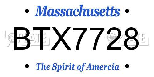 BTX7728 Massachusetts License Plate