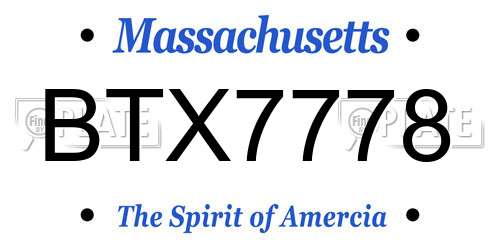 BTX7778 Massachusetts License Plate