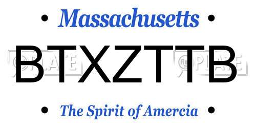 BTXZTTB Massachusetts License Plate