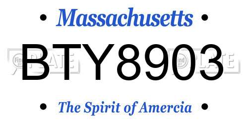 BTY8903 Massachusetts License Plate