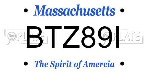 BTZ89I Massachusetts License Plate
