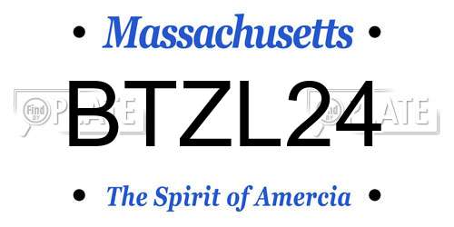 BTZL24 Massachusetts License Plate