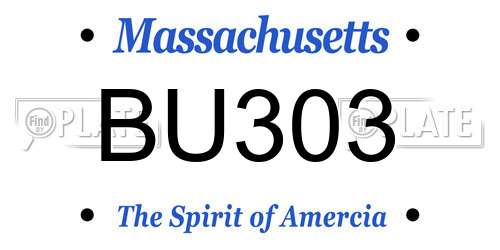 BU303 Massachusetts License Plate