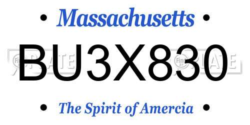 BU3X830 Massachusetts License Plate