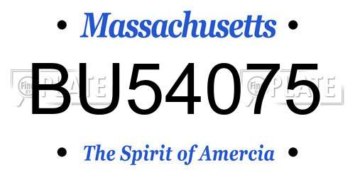 BU54075 Massachusetts License Plate